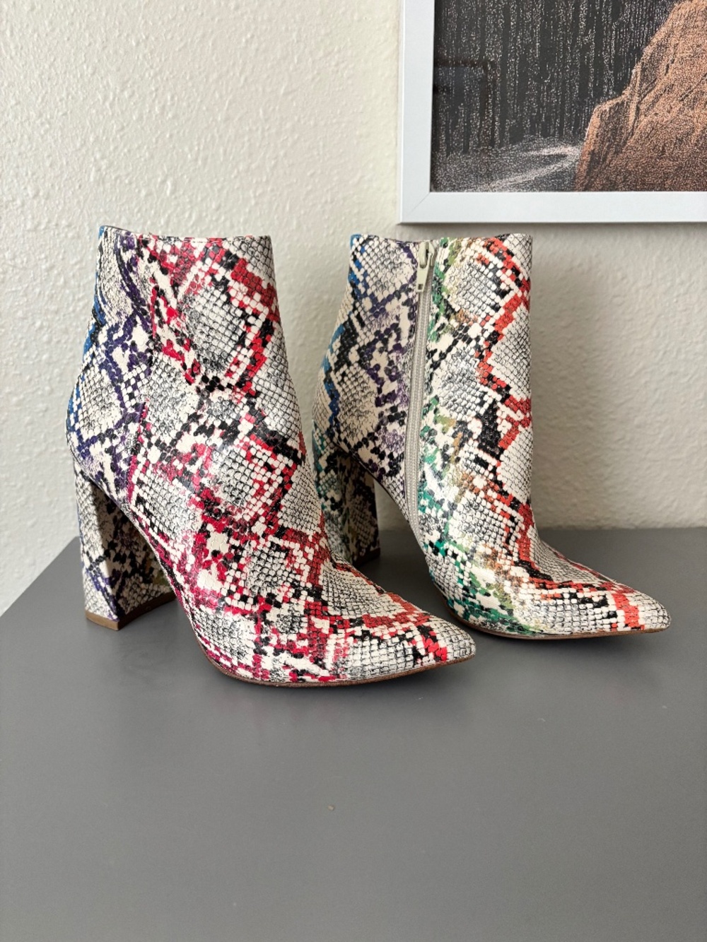 Steve Madden rainbow snakeskin boots 6.5